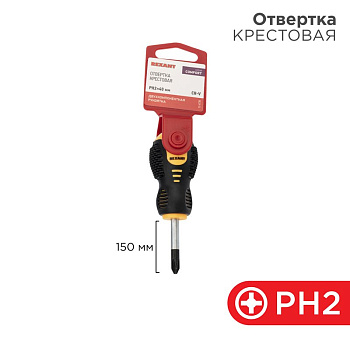 Отвертка крестовая PH 2 X 40 мм , двухкомпонентная рукоятка Rexant 12-4730