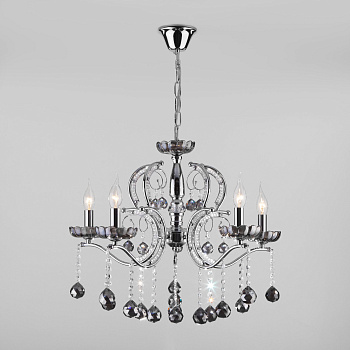 Eurosvet Классическая люстра с хрусталем 10107/5 хром/дымчатый хрусталь Strotskis a045448