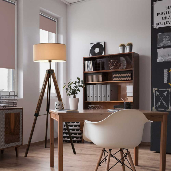 Купить Eglo EG_94326 Торшер LANTADA на треноге, 1x60W (E27), O700, H1060-1500, дерево, орех/ текстиль, серо-кори