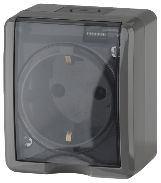 ЭРА 11-2402-03 Эксперт Серый Розетка с/з со шт ОУ IP54