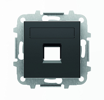 ABB SKY Чёрный бархат Накладка для 1-го суппорта/разъёма типа 2017... или 2018..., со шторками и полем для надписи 2CLA851810A1501