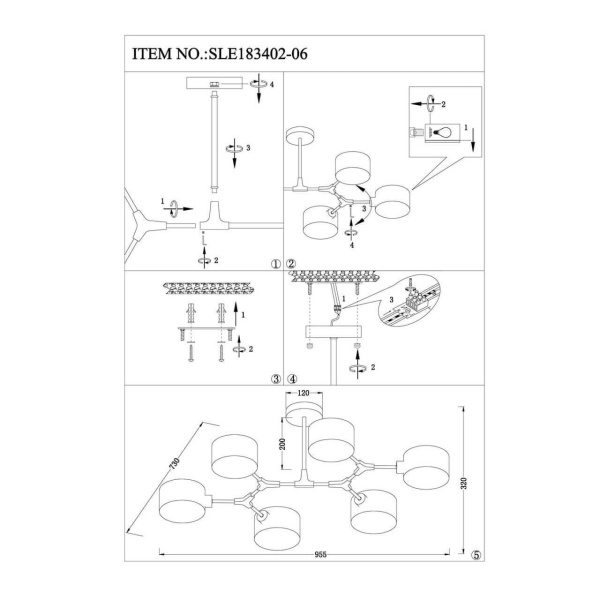 Купить Evoluce SLE183402-06 Светильник потолочный Черный/Черный E14 6*60W
