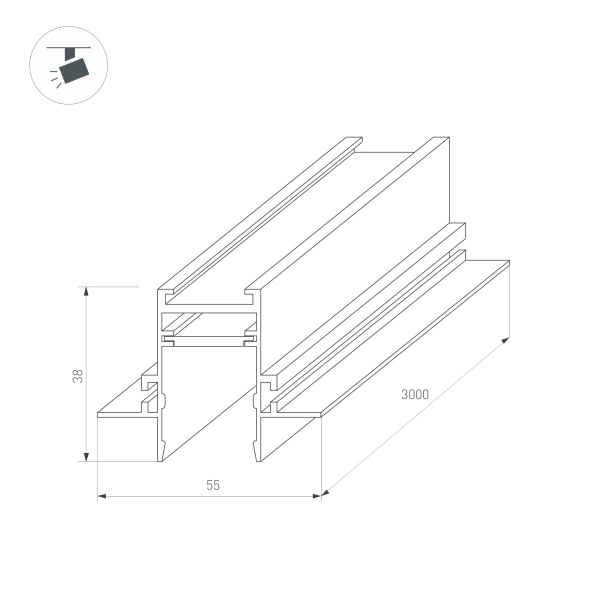 Купить Arlight Трек встраиваемый MAG-TRACK-2538-FDW-3000 (BK) (IP20 Металл, 3 года) 033459