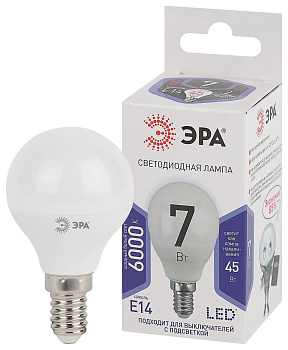 ЭРА LED P45-7W-860-E14 (диод, шар, 7Вт, хол, E14)