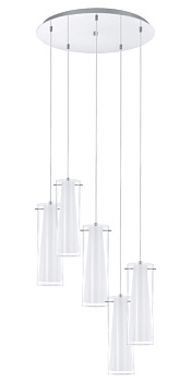 Eglo 93003 Подвес PINTO, 1х60W (E27), 500, H1500, сталь, хром/ опал. стекло, прозрачный, белый Eglo 93003 Подвес PINTO, 1х60W (E27), 500, H1500, сталь, хром/ опал. стекло, прозрачный, белый