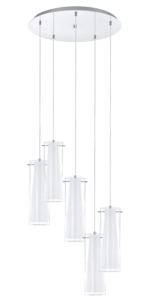 Eglo 93003 Подвес PINTO, 1х60W (E27), 500, H1500, сталь, хром/ опал. стекло, прозрачный, белый Eglo 93003 Подвес PINTO, 1х60W (E27), 500, H1500, сталь, хром/ опал. стекло, прозрачный, белый