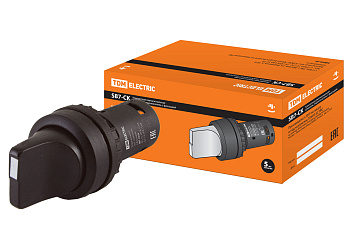 TDM Переключатель на 2 положения с фиксацией SB7-CD25 короткая ручка d22мм 1з+1р черный SQ0746-0071