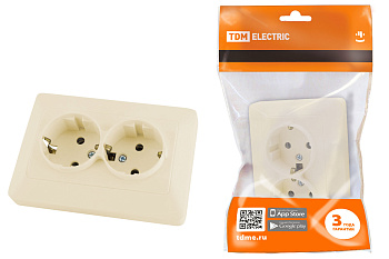 TDM Розетка двойная 2П+З 16А 250В сл. кость "Ильмень" SQ1823-0112