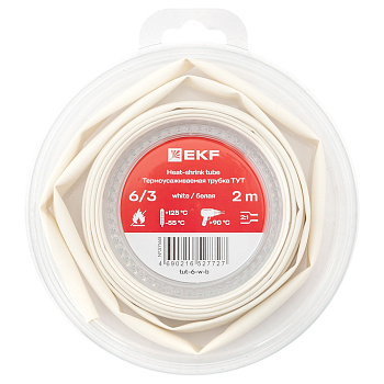 EKF Термоусаживаемая трубка ТУТ нг 6/3 белая ролик 2 м