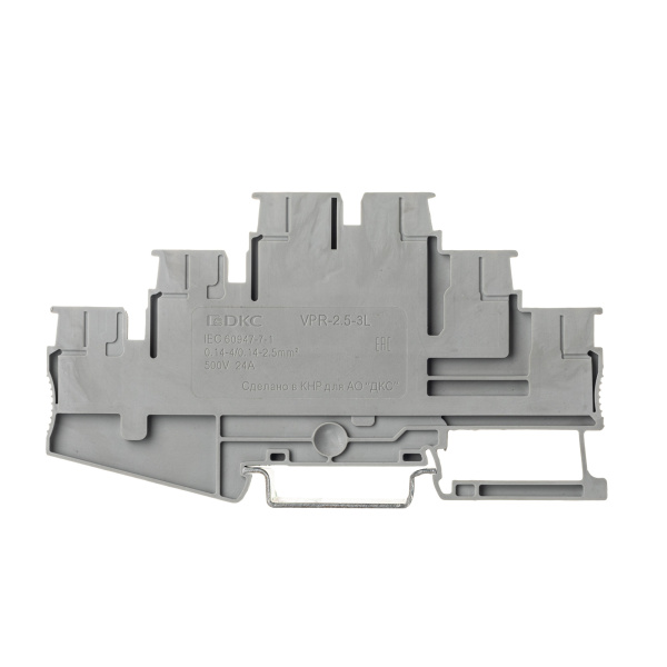 Купить DKC Nuputuk Клемма трехуровневая, зажим push-in, 6 точек подключения, 2.5 кв.мм, серая