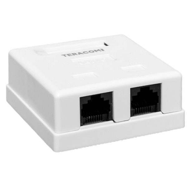EKF TERACOM PRO Розетка настенная TERACOM PRO Cat.6 неэкранированная 2 порта RJ-45 Dual IDC белая
