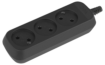 ЭРА Колодка KX-3-B 3 розетки без зазeмления черная