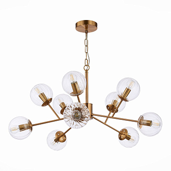 Evoluce SLE220803-10 Люстра подвесная Латунь/Прозрачный E14 10*40W
