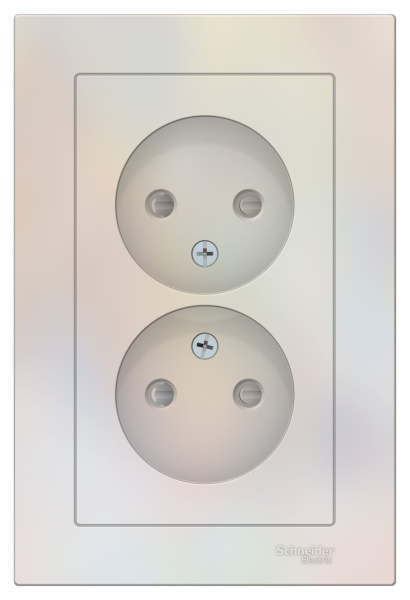Купить Systeme Electric AtlasDesign Жемчуг Розетка б/з двойная, со шторками,16А, в сборе