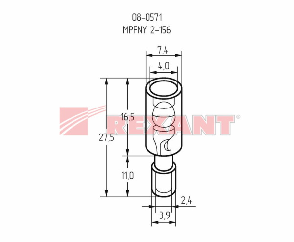 Купить Разъем ШТЕКЕРНЫЙ полностью изолированный штекер - 4мм 1.5-2.5мм² (РШПи-п 2.5-4 / РШИп 2-5-4) синий Rexant 08-0571