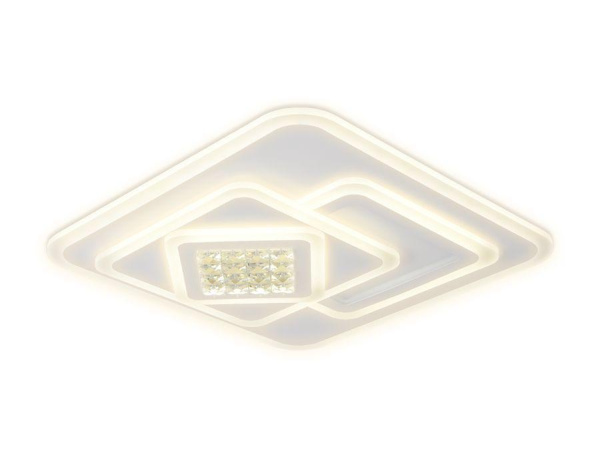 Ambrella Потолочный светодиодный светильник с хрусталем FA255 WH белый 118W 500*500*80 (ПДУ РАДИО 2.4)