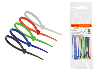 TDM Хомуты 3,6х200 цветные набор  5 цветов (черный, белый, красный, синий, зеленый) (25 штук) SQ0515-0360