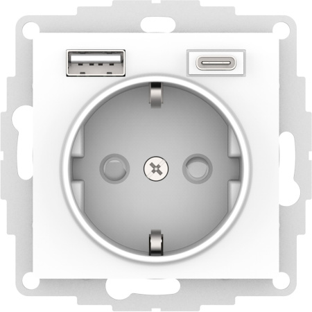 SE AtlasDesign Белый Розетка 16А с USB A+C (5В/2,4А/3 А, 2х5В/1,5А), мех ATN000132