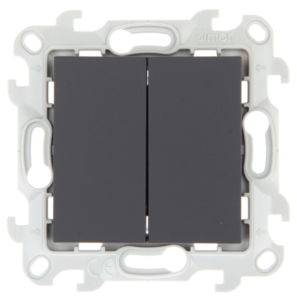 Simon 24 Графит Двухклавишный выключатель 2450398-038