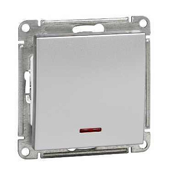 Systeme Electric Wessen 59 Матовый хром Выключатель 1-клавишный 10АХ с подсветкой