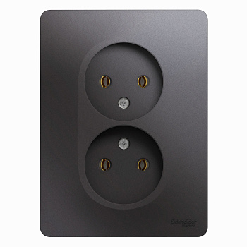 Systeme Electric Glossa Графит Розетка 2-ая б/з (в сборе)