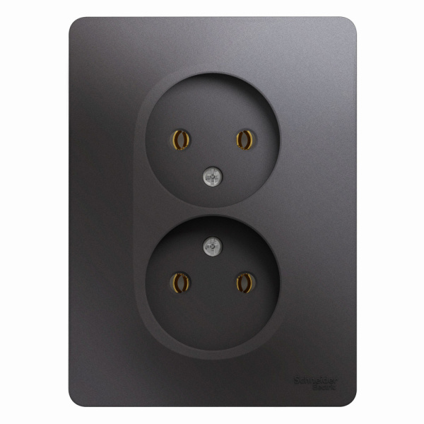 Systeme Electric Glossa Графит Розетка 2-ая б/з (в сборе)