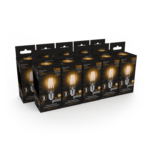 Купить Gauss Лампа Filament А60 12W 1200lm 2700К Е27 LED 102902112