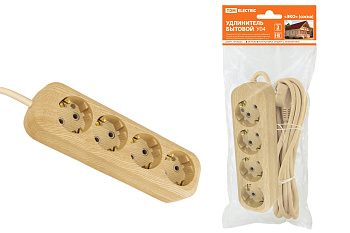 TDM Удлинитель бытовой У04 4 гнезда, 5метров,2П+3, ПВС 3х1мм2 "Эко" (сосна) 16А/250В SQ1303-2012