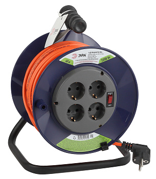 ЭРА RPx-4es-3х1.0-40m Удлинитель силовой на пластиковой катушке c/з 4 гн 40м ПВС 3х1