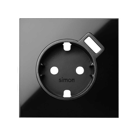 Simon 100 Черный глянец Накладка розетки Schuko с з/у USB SmartCharge 10000049-138