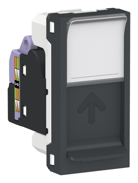 Купить SE Unica Modular Антрацит Розетка компьютерная, RJ45, одиночная кат. 6 UTP, 1 модуль NU341454