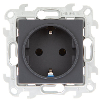Simon 24 Графит Розетка 2К+3 Sсhuko без защитных шторок 2450434-038