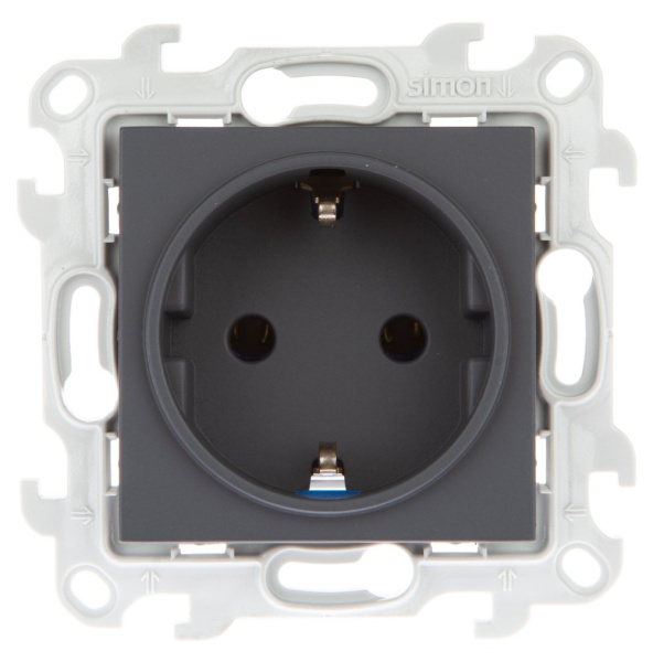 Simon 24 Графит Розетка 2К+3 Sсhuko без защитных шторок 2450434-038