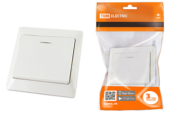 TDM Выключатель 1 кл. с подсветкой 10А белый "Ильмень" SQ1823-0003