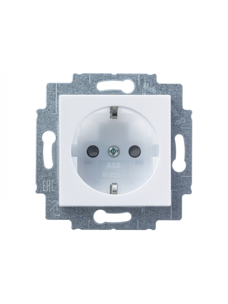 Купить ABB EPJ Levit белый / ледяной Розетка с заземлением со шторками 2CHH203457A6001
