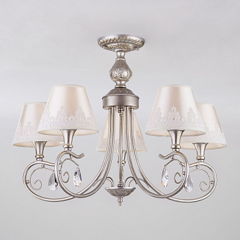 Eurosvet Классическая люстра с абажурами 60069/5 серебро 00000083400