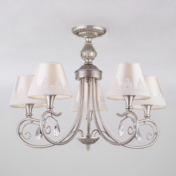Eurosvet Классическая люстра с абажурами 60069/5 серебро 00000083400
