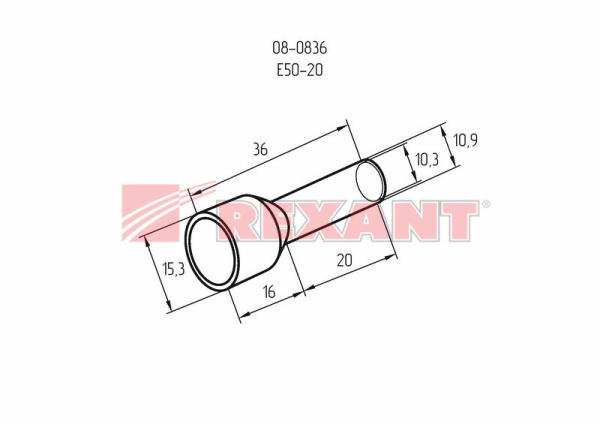 Купить Наконечник штыревой втулочный изолированный F-20мм 50мм² (НШВи 50-20) оливковый Rexant 08-0836