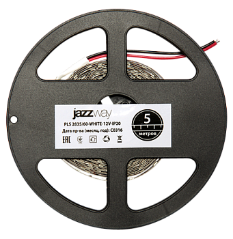 Jazzway Лента PLS 2835/ 60-12V  WW IP65 -5m (теплый белый) .2859037