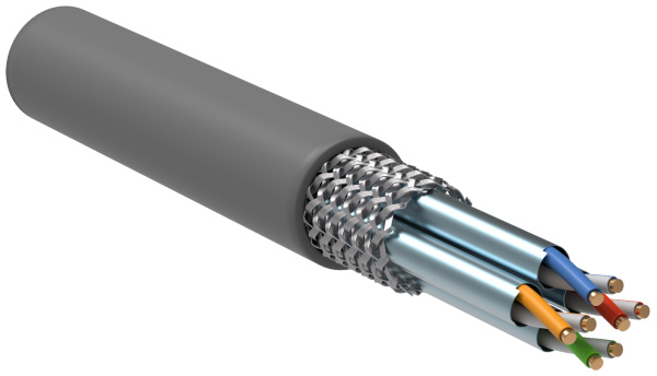 IEK ITK Кабель связи витая пара S/FTP, кат.6A 4х2х23AWG solid, ПВХ, 305м, серый LC1-C6A04-611