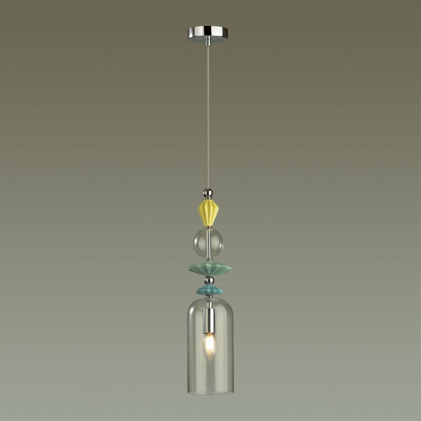 Купить Odeon Light 4893/1 CLASSIC ODL_EX22 35 хром/раноцветн./керамика/стекло Подвес E14 1*40W 4893/1 BIZET