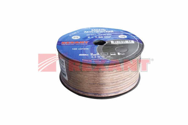 Купить Кабель акустический, 2х1.50 мм², прозрачный BLUELINE, 100 м. Rexant 01-6206-3