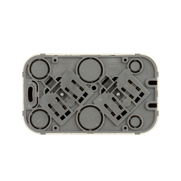 Купить Legrand Quteo IP 20 Слоновая кость Розеточный блок с предварительным подключением 2 x 2К+З без шторок - 16 A - 250 В~ 782263