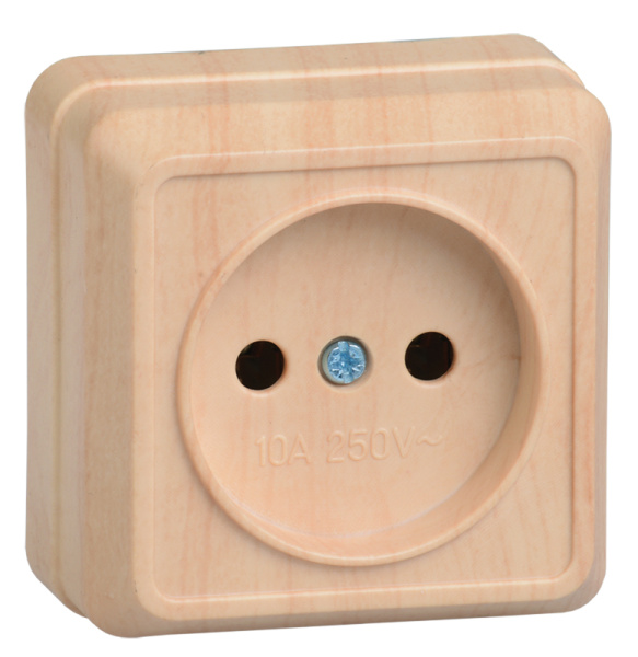 IEK OKTAVA РС20-2-ОС Розетка 1местн. без з/к 10А откр.уст. (сосна)