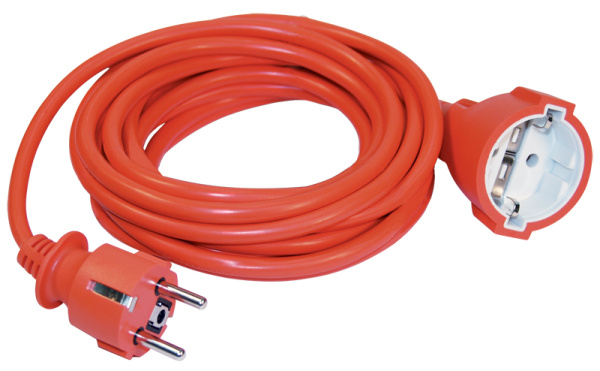 IEK Шнур УШ-01РВ оранж. с круглой вилкой и розеткой 2Р+PЕ 3х1,0/20метров