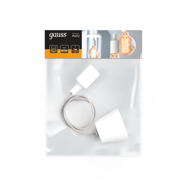 Купить Gauss Светильник подвесной PL012 белый E27, 1 м, 1/40