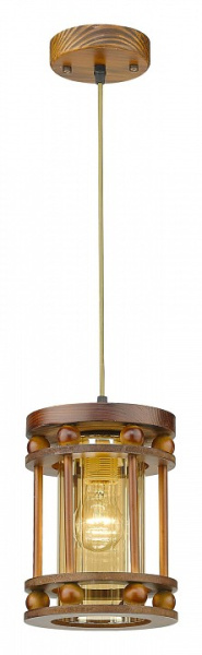 VELANTE 543-706-01 Подвес Дуб/Янтарный E27 1*40W