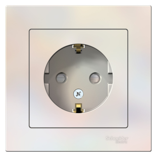 Купить Systeme Electric AtlasDesign Жемчуг Розетка с/з со шторками, 16А, в сборе