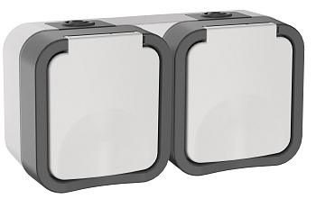 IEK TORS Розетка 2-ая с з/к кр. гориз. 16А IP55 TS222 белый