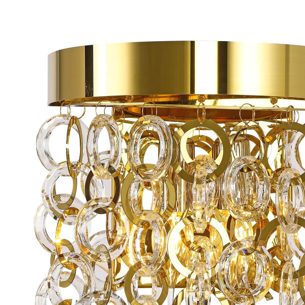 Купить Favourite Crystal настенный светильник каркас золотого цвета, стеклянные и металлические кольца разного диаметра 2207-2W